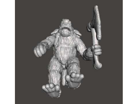 BERSERK TROLL WITH BONE AXE MINIATURE MODEL FIGURE FOR FANTASY GAMES RPG DND Modello di stampa 3D