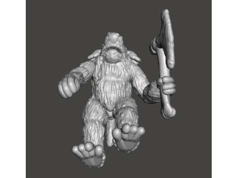 BERSERK TROLL WITH BONE AXE MINIATURE MODEL FIGURE FOR FANTASY GAMES RPG DND 3D Print Model
