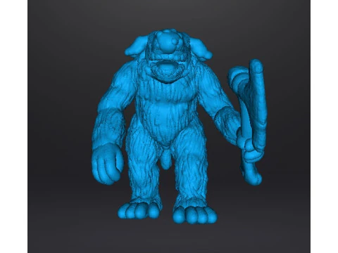 BERSERK TROLL WITH BONE AXE MINIATURE MODEL FIGURE FOR FANTASY GAMES RPG DND 3D Print Model