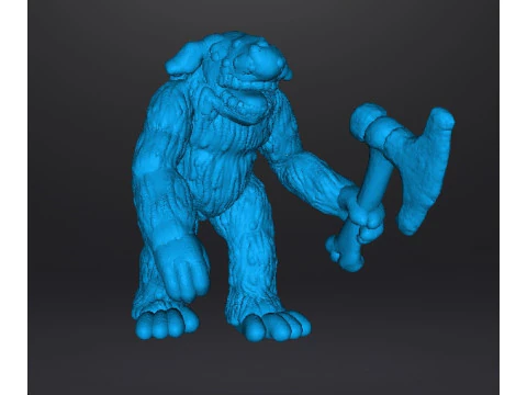 BERSERK TROLL WITH BONE AXE MINIATURE MODEL FIGURE FOR FANTASY GAMES RPG DND 3D Print Model