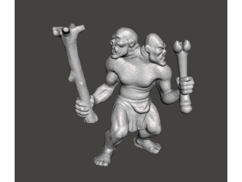 Fan Art 3D print model of Ettin with bone club tree trunk s resale without my permissio 3D-printmodel