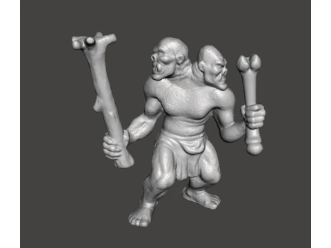 GAMBAR MODEL MINIATUR ETTIN UNTUK GAME FANTASI RPG DND Model Cetak 3D