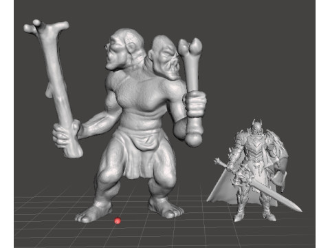 ETTIN MINIATURE MODEL FIGURE FOR FANTASY GAMES RPG DND 3D Print Model