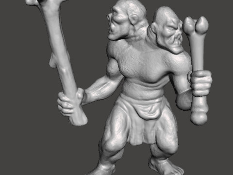 ETTIN MINIATURE MODEL FIGURE FOR FANTASY GAMES RPG DND 3D Print Model