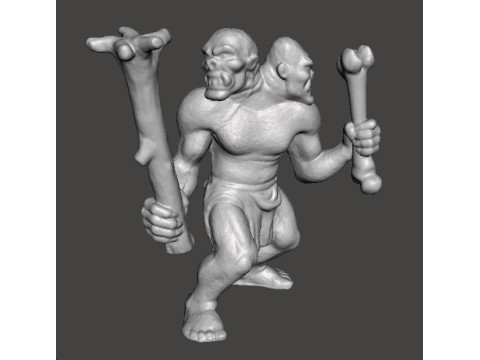 ETTIN MINIATURE MODEL FIGURE FOR FANTASY GAMES RPG DND 3D Print Model