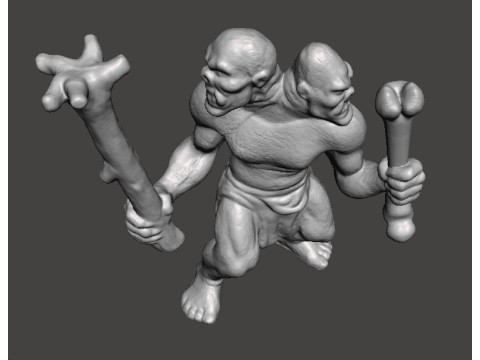 ETTIN MINIATURE MODEL FIGURE FOR FANTASY GAMES RPG DND 3D Print Model