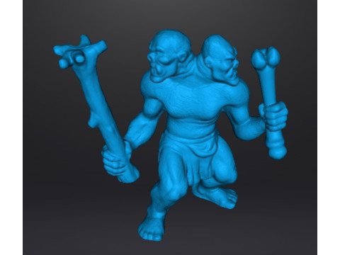 ETTIN MINIATURE MODEL FIGURE FOR FANTASY GAMES RPG DND 3D Print Model