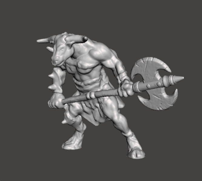 MINOTAUR WITH GREATAXE MINIATURE MODEL FIGURE FOR FANTASY GAMES RPG DND 3D प्रिंट मॉडल .c4d .max .obj .3ds .fbx .stl .blend