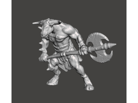 MINOTAUR WITH GREATAXE MINIATURE MODEL FIGURE FOR FANTASY GAMES RPG DND 3D प्रिंट मॉडल