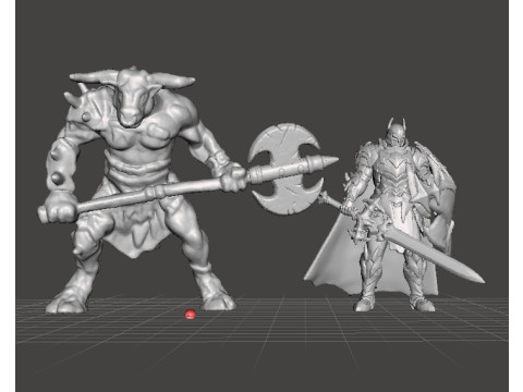 MINOTAUR WITH GREATAXE MINIATURE MODEL FIGURE FOR FANTASY GAMES RPG DND 3D प्रिंट मॉडल