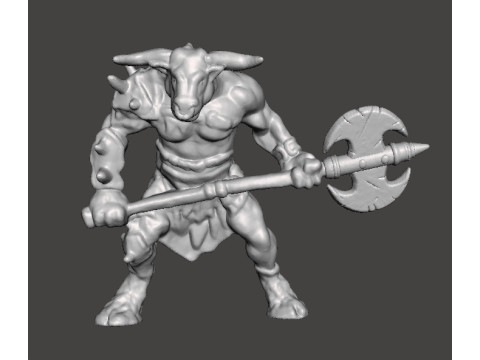 MINOTAUR WITH GREATAXE MINIATURE MODEL FIGURE FOR FANTASY GAMES RPG DND 3D प्रिंट मॉडल