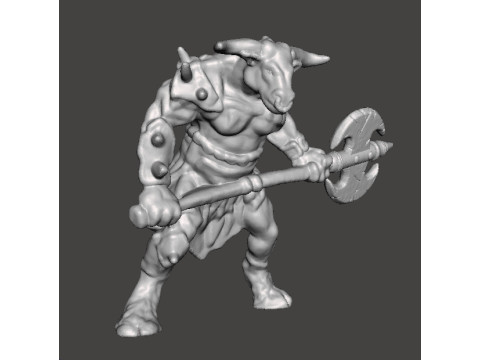 MINOTAUR WITH GREATAXE MINIATURE MODEL FIGURE FOR FANTASY GAMES RPG DND 3D प्रिंट मॉडल