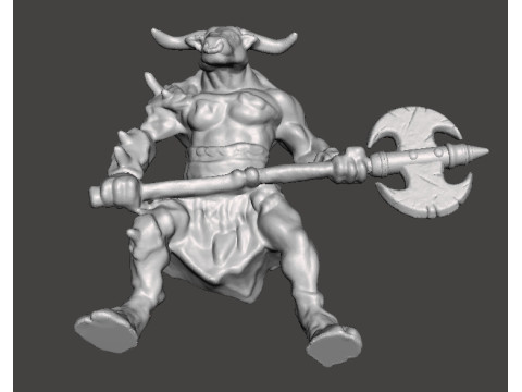 MINOTAUR WITH GREATAXE MINIATURE MODEL FIGURE FOR FANTASY GAMES RPG DND 3D प्रिंट मॉडल