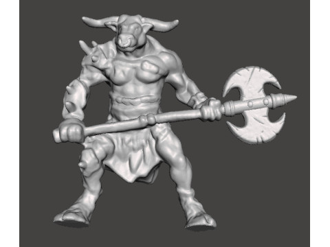 MINOTAUR WITH GREATAXE MINIATURE MODEL FIGURE FOR FANTASY GAMES RPG DND 3D प्रिंट मॉडल