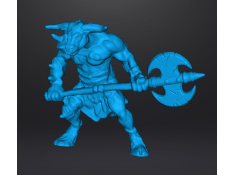 MINOTAUR WITH GREATAXE MINIATURE MODEL FIGURE FOR FANTASY GAMES RPG DND 3D प्रिंट मॉडल