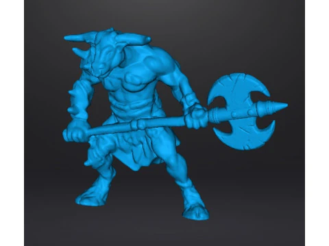 MINOTAUR COM FIGURA DE MODELO EM MINIATURA GRATAXE PARA JOGOS DE FANTASIA RPG DND Modelo de Impressão 3D