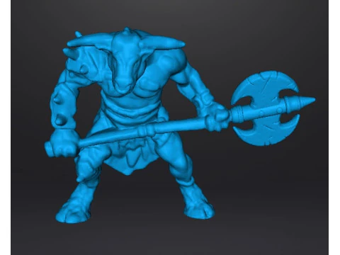 MINOTAUR COM FIGURA DE MODELO EM MINIATURA GRATAXE PARA JOGOS DE FANTASIA RPG DND Modelo de Impressão 3D