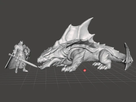 DRAGON SHARK MINIATURE MODEL FIGURE FOR FANTASY GAMES RPG DND 3D Print Model