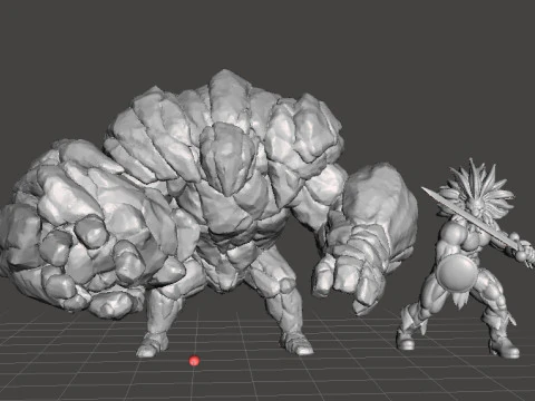 ROCK GUARDIAN MINIATURE MODEL FIGURE FOR FANTASY GAMES RPG DND 3D Print Model