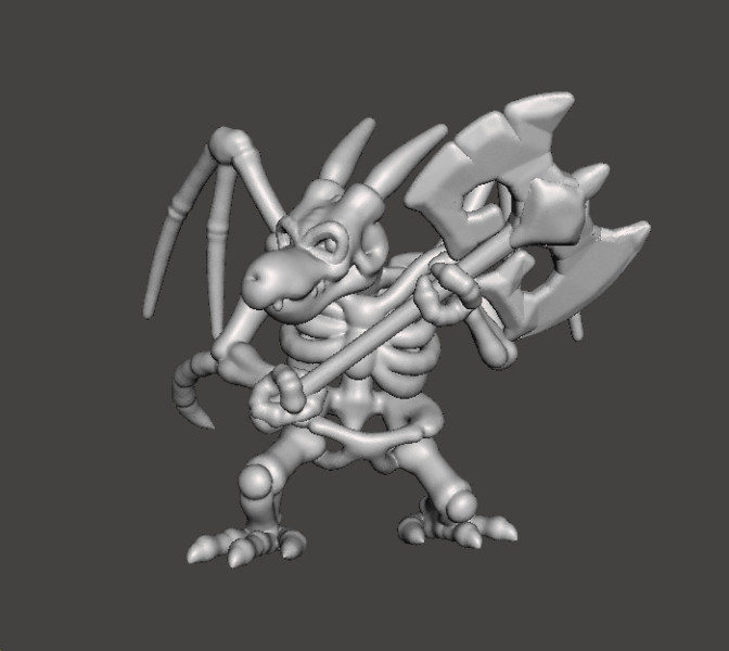 DRACONIAN SKELETON MINIATURE MODEL FIGURE FOR FANTASY GAMES RPG DND 3D printmodel .c4d .max .obj .3ds .fbx .stl .blend 