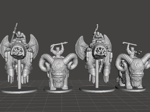 6MM SCALE SW MANDO WARRIORS ON BASILISK SET MINIATURE MODELS FOR SCIFI GAMES EPIC 3D Print Model