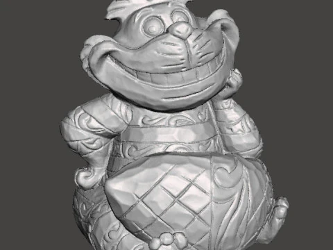 CHESHIRE CAT WOODEN SCULPTURE MODEL ANIMAL ORNAMENT 3D Print Model