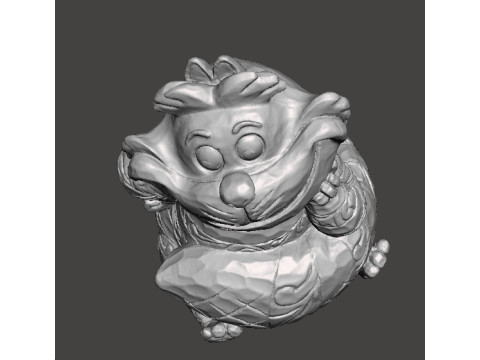CHESHIRE CAT WOODEN SCULPTURE MODEL ANIMAL ORNAMENT 3D Print Model
