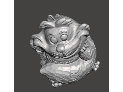 CHESHIRE CAT WOODEN SCULPTURE MODEL ANIMAL ORNAMENT 3D Print Model