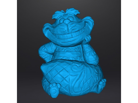 CHESHIRE CAT WOODEN SCULPTURE MODEL ANIMAL ORNAMENT 3D Print Model