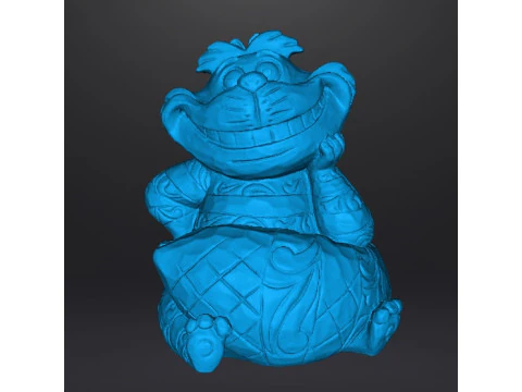 CHESHIRE CAT WOODEN SCULPTURE MODEL ANIMAL ORNAMENT 3D Print Model