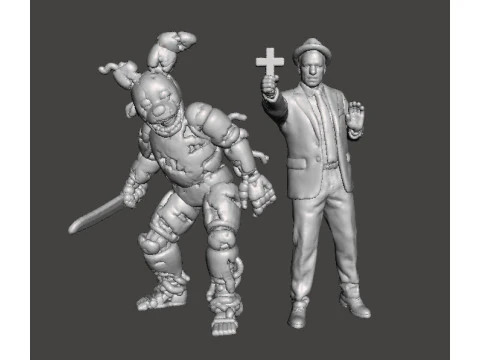 FNAF SPRINGTRAP MINIATURE MODEL HORROR FANTASY GAMES RPG DND 3D Print Model