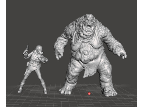 FEMALE TANK ABOMINATION ZOMBIE MINIATURE MODEL FIGURE FOR FANTASY OR HORROR GAMES RPG DND Modello di stampa 3D