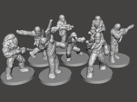 6MM &Ouml;L&Ccedil;EKLİ SW WWOKIE ASKERLERİ SCIFI OYUNLARI EPIC İ&Ccedil;İN MİNYAT&Uuml;R MODELLER SET 3D Baskı Modeli