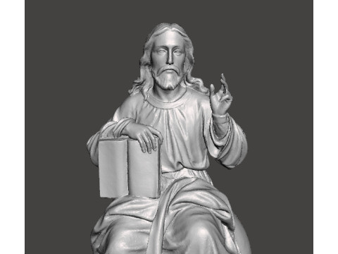 JESUS CHRIST SITTING WITH HOLY BIBLE RELIGIOUS STATUE ART 3D प्रिंट मॉडल