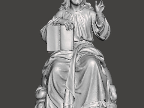 JESUS CHRIST SITTING WITH HOLY BIBLE RELIGIOUS STATUE ART 3D Print Model