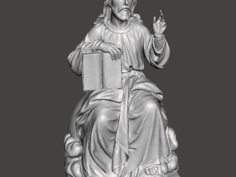 JESUS CHRIST SITTING WITH HOLY BIBLE RELIGIOUS STATUE ART 3D Print Model