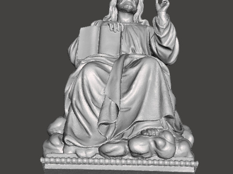 JESUS CHRIST SITTING WITH HOLY BIBLE RELIGIOUS STATUE ART 3D Print Model