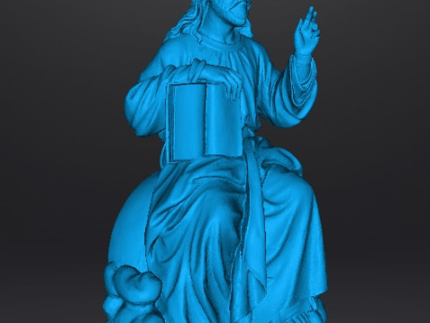 JESUS CHRIST SITTING WITH HOLY BIBLE RELIGIOUS STATUE ART 3D Print Model