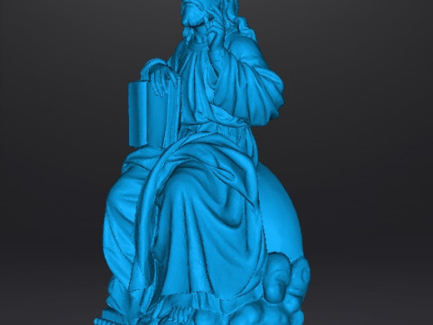 JESUS CHRIST SITTING WITH HOLY BIBLE RELIGIOUS STATUE ART 3D Print Model