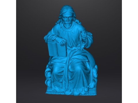 JESUS CHRIST SITTING WITH HOLY BIBLE RELIGIOUS STATUE ART 3D Print Model