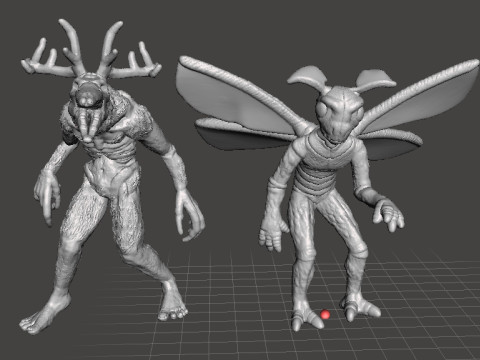 MODÈLE MINIATURE MOTHMAN POUR JEUX D'HORREUR OU FANTAISIE RPG DND Modèles 3D en vedette