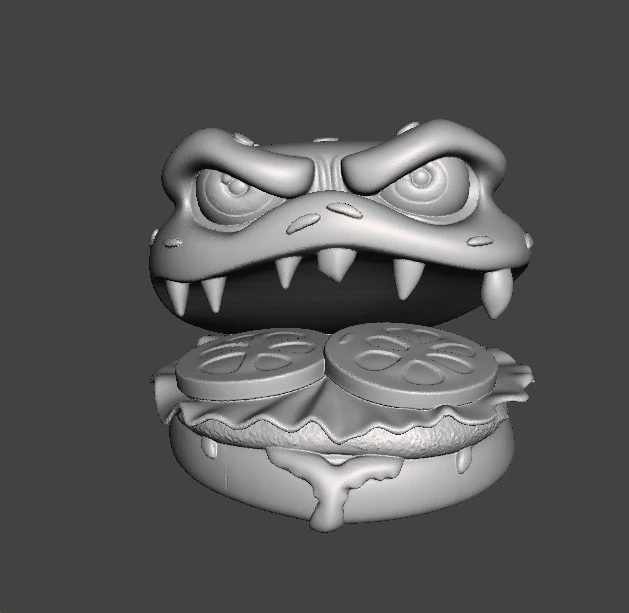 BURGER MIMIC MOSTRO FIGURA MODELLO SCULTURA ORNAMENTO STATUA Modello di stampa 3D .c4d .max .obj .3ds .fbx .stl .blend