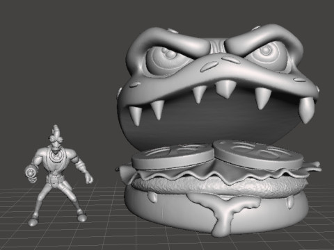 BURGER MIMIC MONSTER FIGURE MODEL SCULPTURE STATUE ORNAMENT 3D Print Model