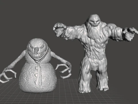 MODELO EM MINIATURA DO MONSTRO DO BONECO DE NEVE MAL PARA JOGOS DE FANTASIA HORROR RPG DND Modelo de Impressão 3D