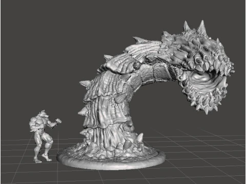 FIGURA MODELLO DI CREATURA GIANT SANDWORM PER GIOCHI FANTASY RPG DND Modello di stampa 3D