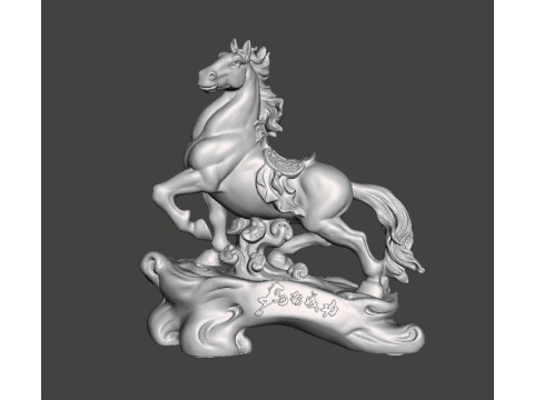 马风水青铜雕像财富艺术雕塑人物模型 3D 打印模型