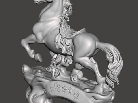 马风水青铜雕像财富艺术雕塑人物模型 3D 打印模型