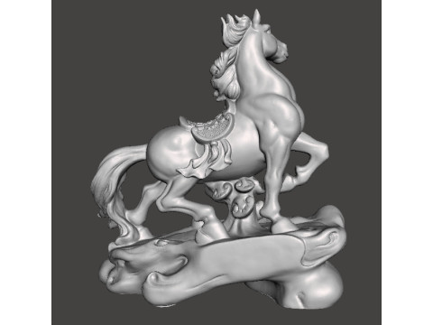 马风水青铜雕像财富艺术雕塑人物模型 3D 打印模型