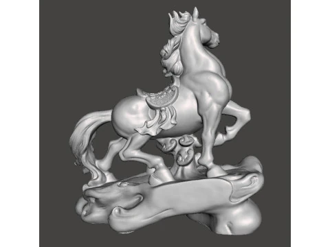 HORSE FENG SHUI BRONZE STATUE WEALTH ART SCULPTURE FIGURE MODEL 3D Print Model