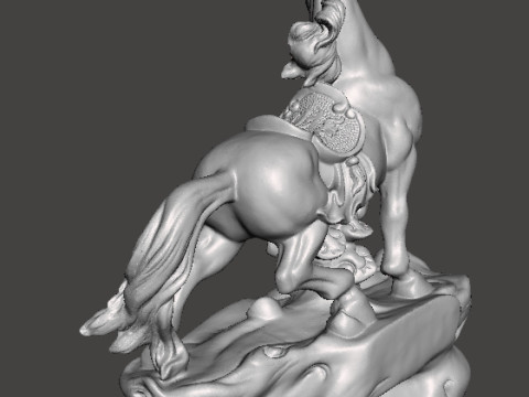 马风水青铜雕像财富艺术雕塑人物模型 3D 打印模型